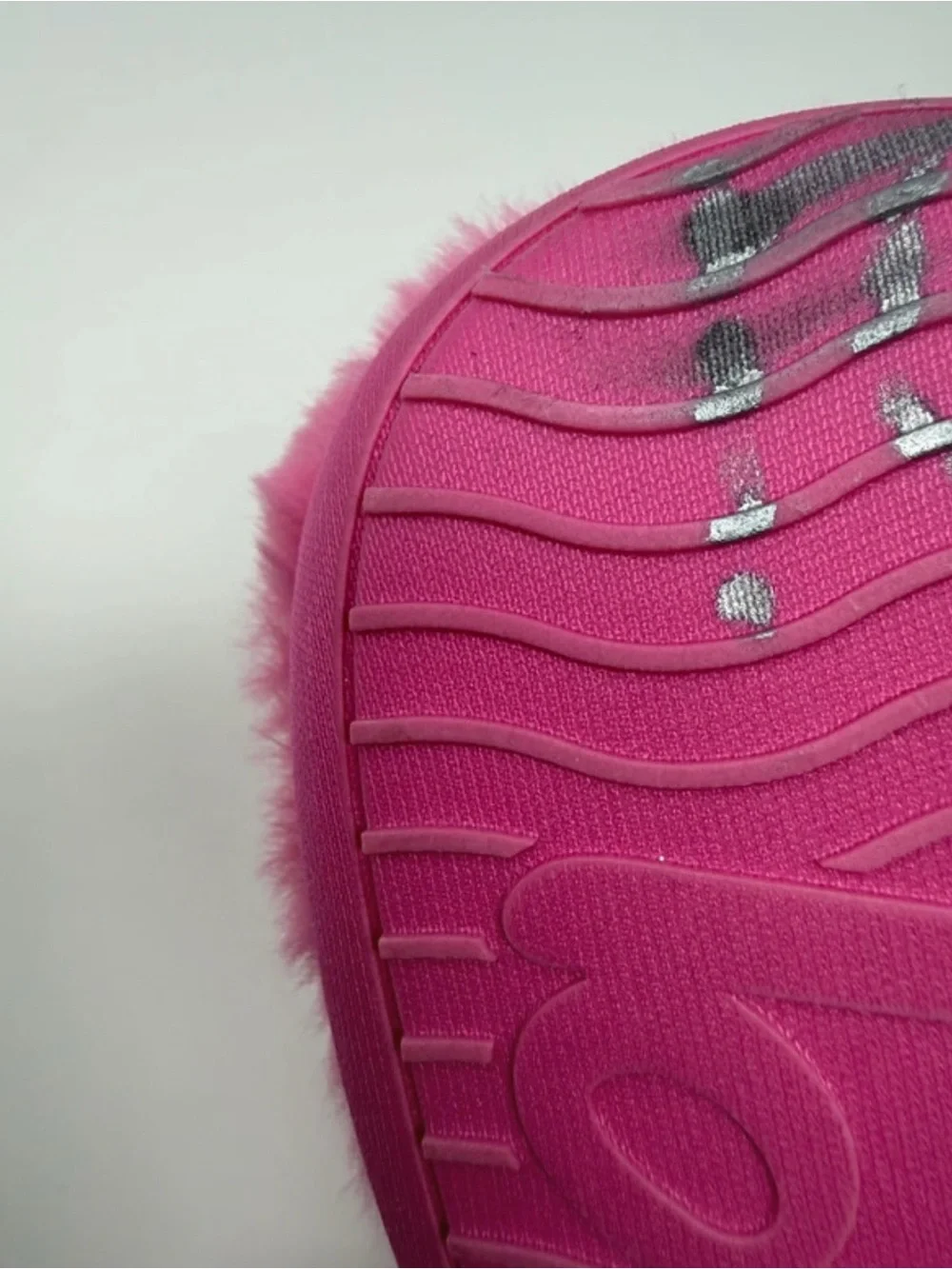 Barbie Hot Pink Plush Heart Slide Slippers